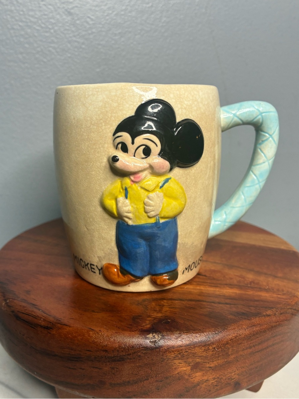 Walt Disney Productions Mickey Mouse Figural Ceramic Mug Vintage